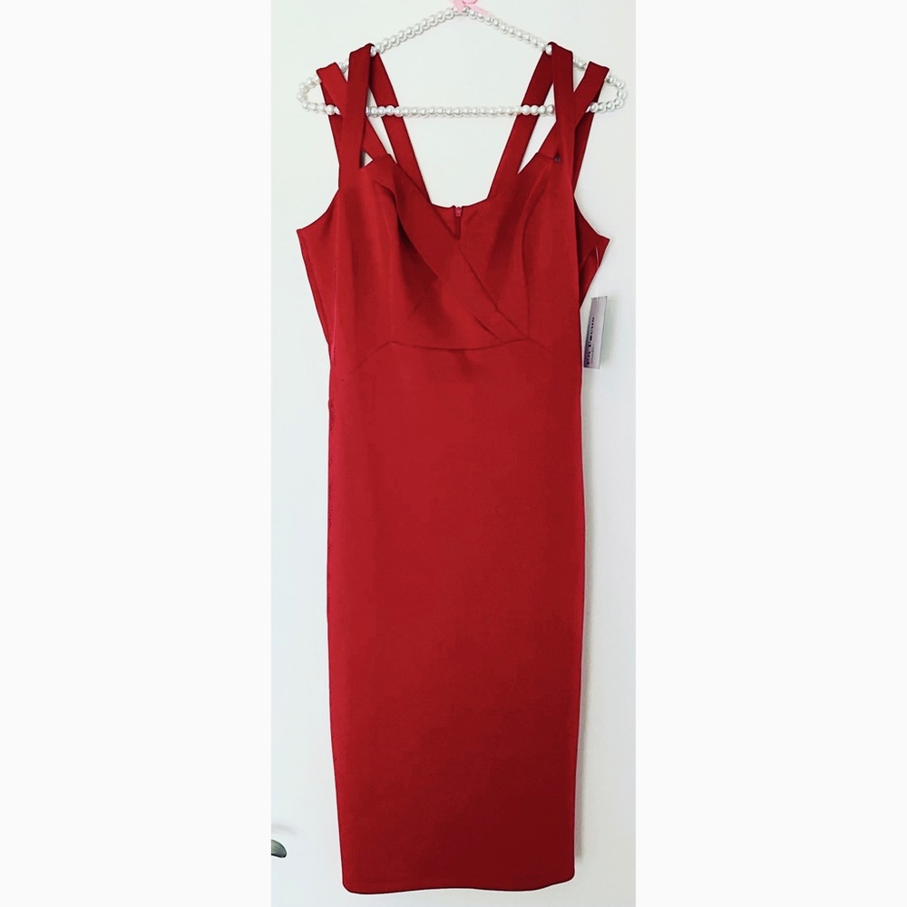 New Enfocus Studio Stretch Strappy Red Dress 10 L